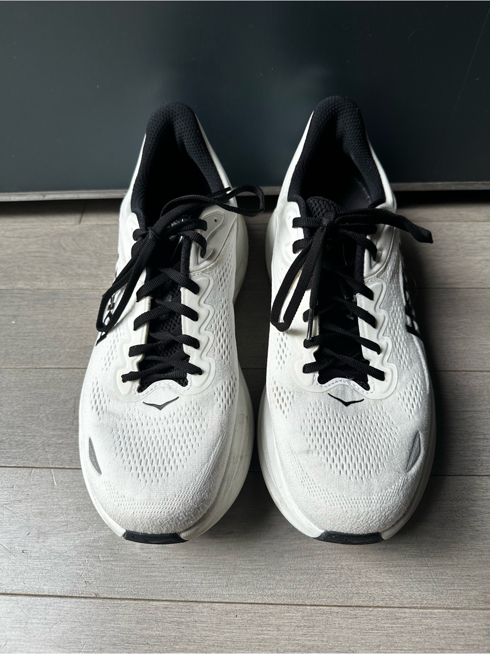 Men’s Hoka White And Black Bondi 9 Running Athletic Workout Walking Shoes 11.5